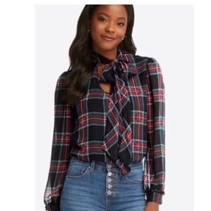 Size small Draper James tie front holiday blouse
